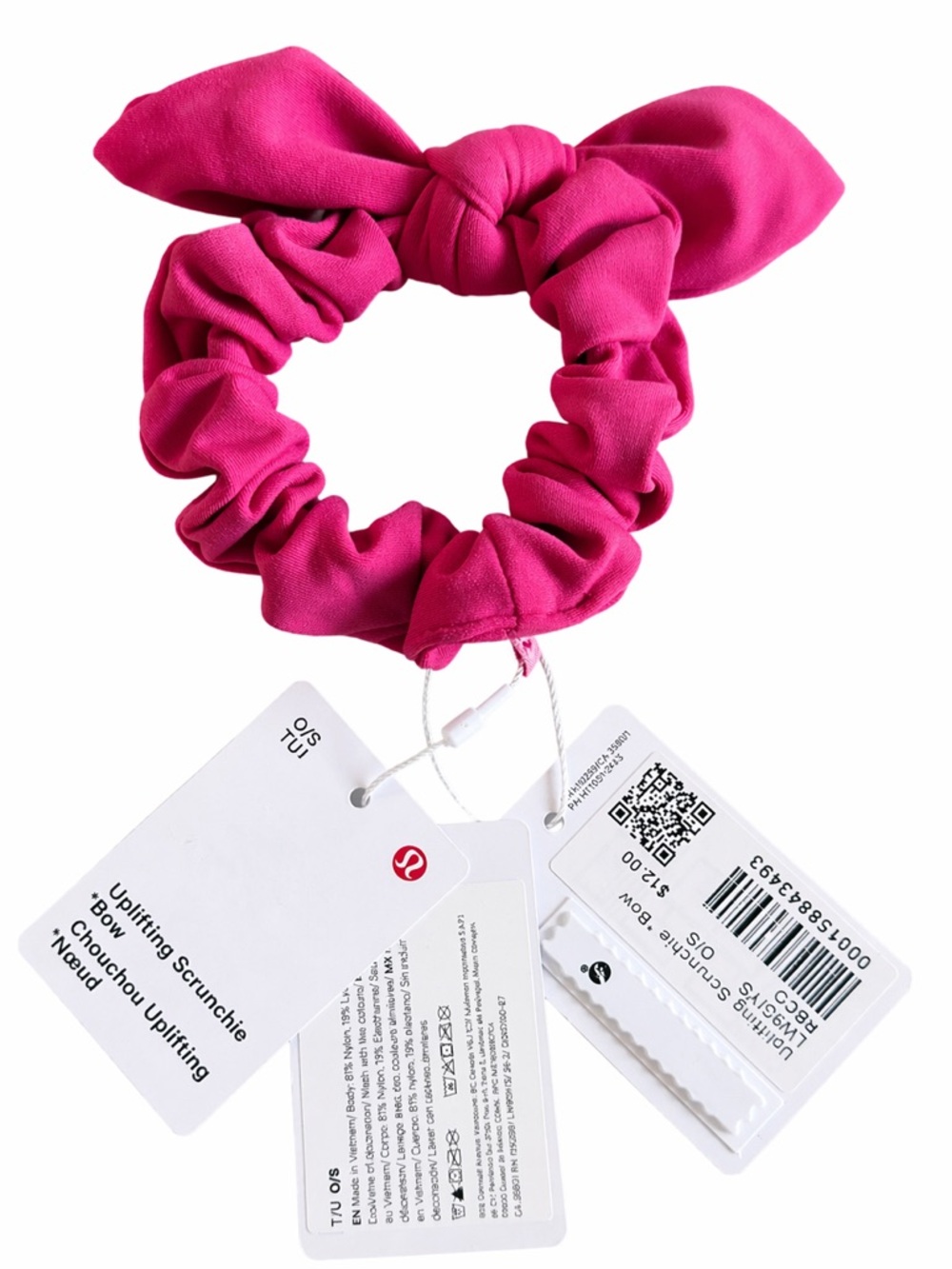 LULULEMON Uplifting Scrunchie Bow NWT - Pink Raspberry Coulis - Picture 3 of 13
